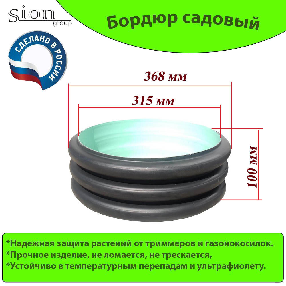 фото Бордюр садовый "Ограждение 290/250CH" прочный, долговечный, черный.