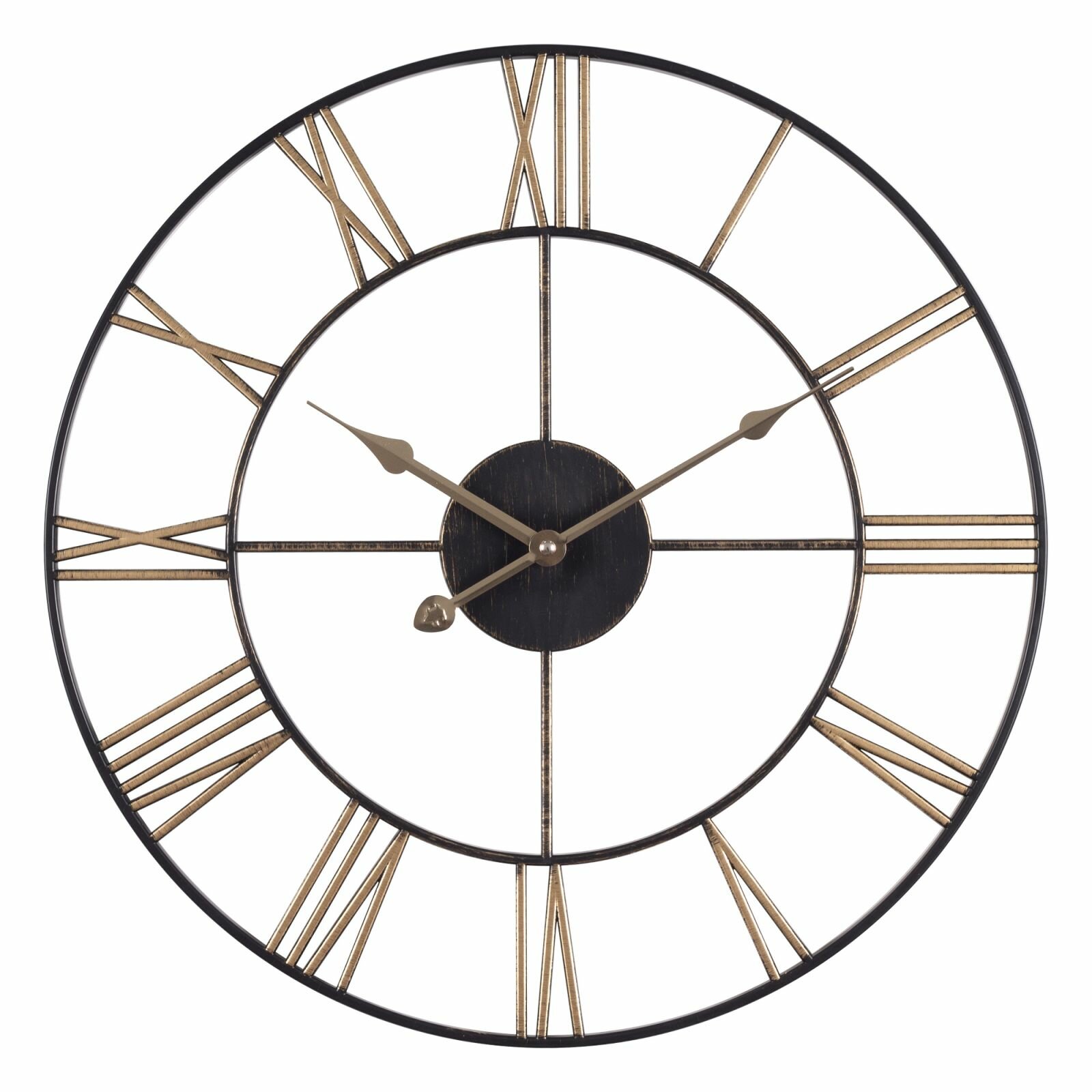 Часы настенные Рубин "Классика", круглые, диаметр 45,5 см, открытая стрелка, черный с бронзой