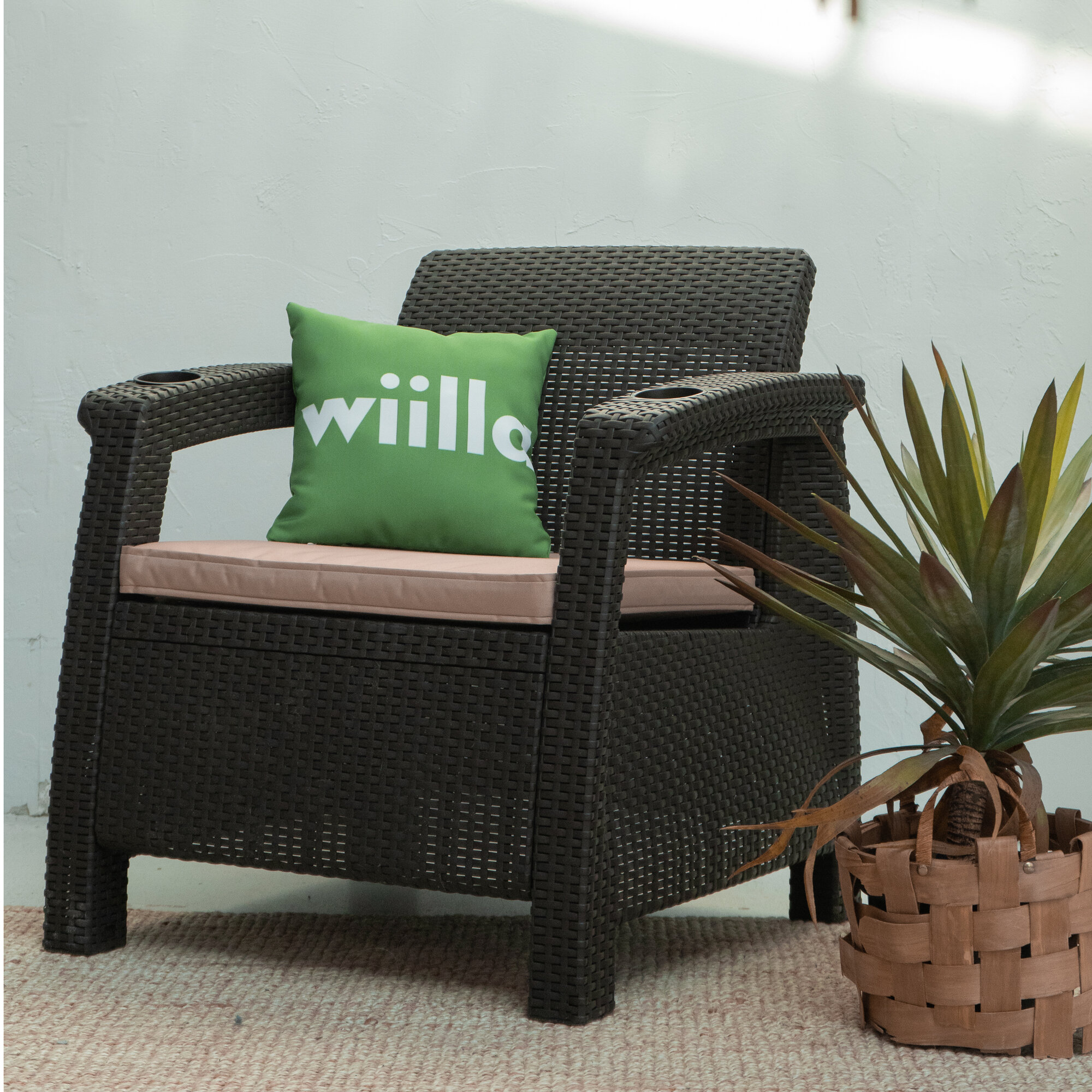 Комплект садовой мебели Wiilla Jazz Set с подушками (коричневый) - фотография № 13