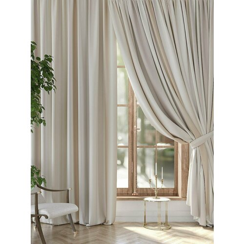 Комплекты штор AT HOME Олгриос высота 320 см, ширина 300 см, крепление - шторная лента, Бежевый