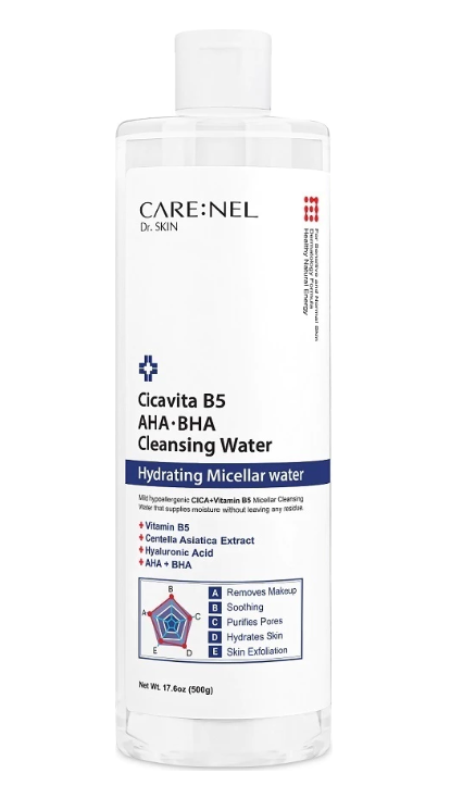Вода очищающая для лица Care: Nel Cicavita B5 AHA BHA Cleansing Water, с экстрактом центеллы азиатской, 500 мл