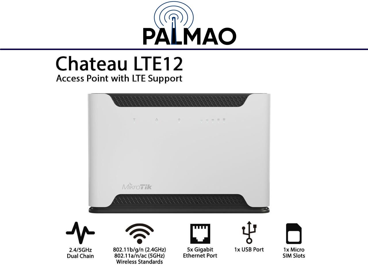 Wi-Fi роутер MikroTik Chateau LTE12 (RBD53G-5HacD2HnD-TC&EG12-EA), белый