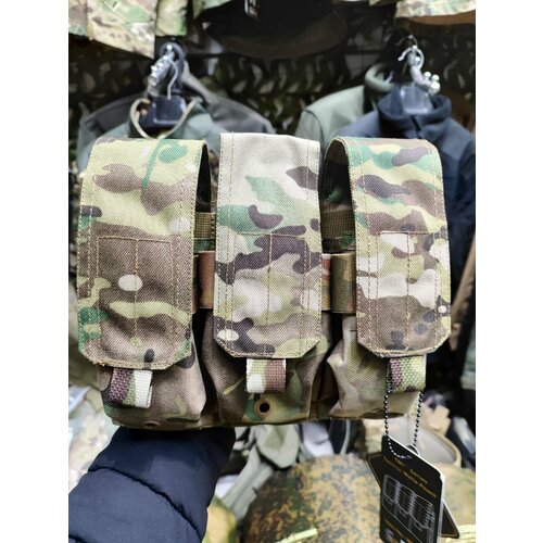 подсумок тактический idogear laser molle под 6 магазинов 3 кал 5 56 и 3 9 mm мультикам Тактический подсумок Gongtex тройной под 3 рожков/магазинов мультикам