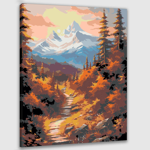 картина по номерам 40х50 см в пленке живописная осень в горах Картина по номерам 50х40 Осень в горах