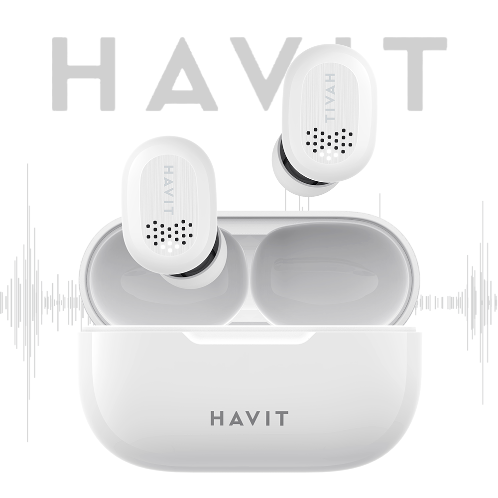 Наушники беспроводные TWS HAVIT TW925 гарнитура блютуз, с микрофоном, белые