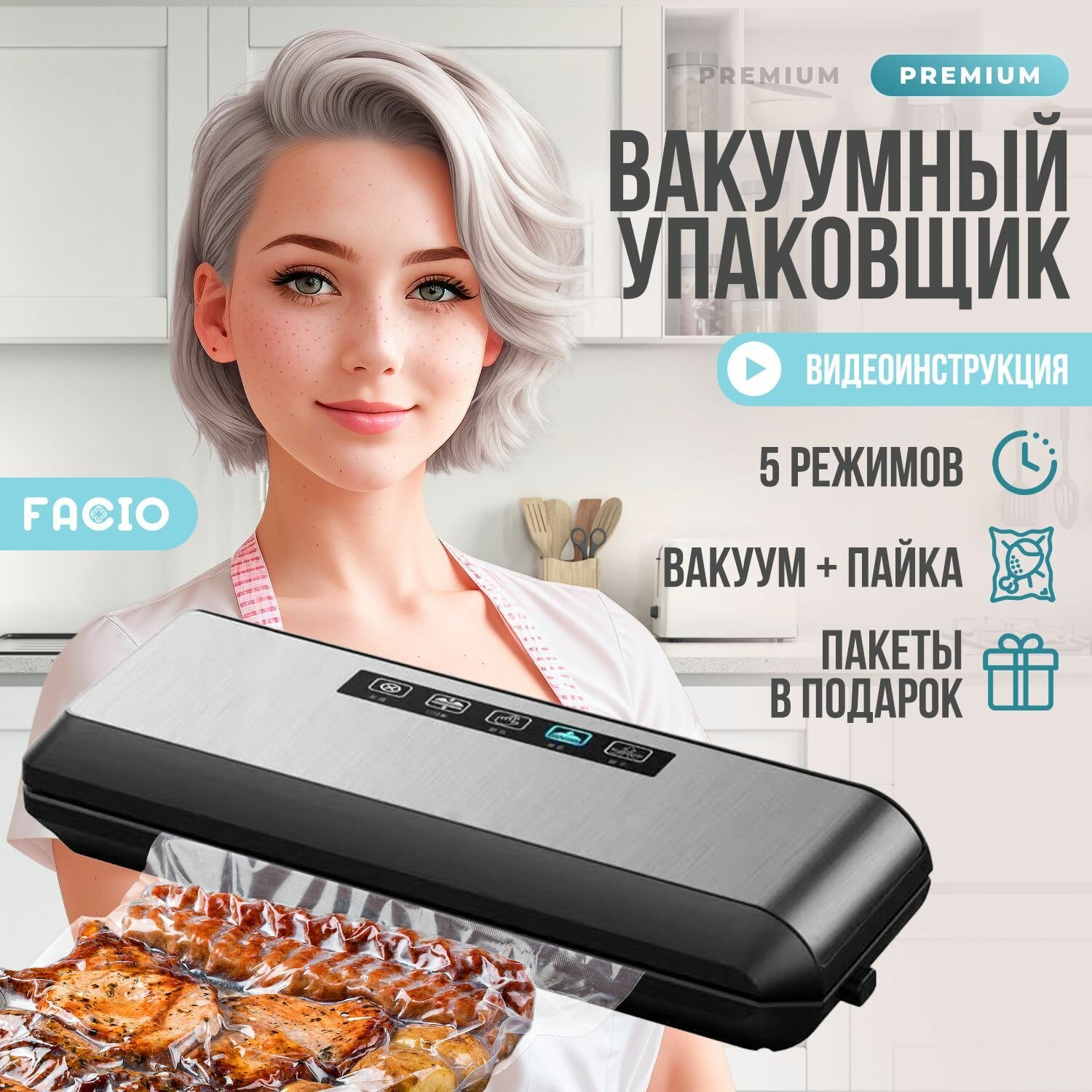 Вакууматор для продуктов и одежды, влажное вакуумирование