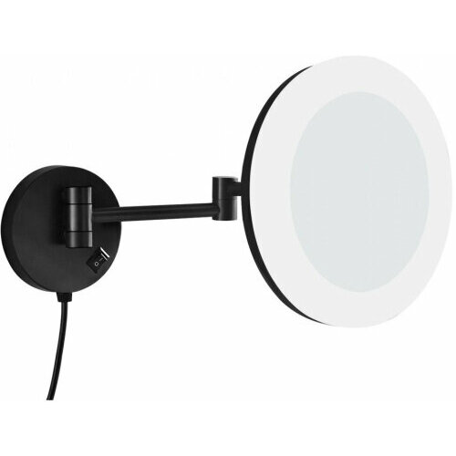 1806DMB Зеркало косметическое, подвесное с LED подсветкой круглое D-20 см, черн. мат (253732) косметическое зеркало aquanet 1806dmb 253732 с подсветкой черное матовое