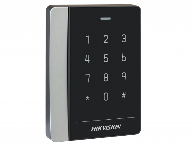 Считыватель EM карт с сенсорной клавиатуройЧастота считывания 125КГц; дальность считывания: 50-60 мм; поддержка протоколов RS485 и Wiegand (W26/W34); DC12В; 6Вт;-20 C.+70C; IP64; размер 12186.514мм; пластик. Hikvision DS-K1102AEK