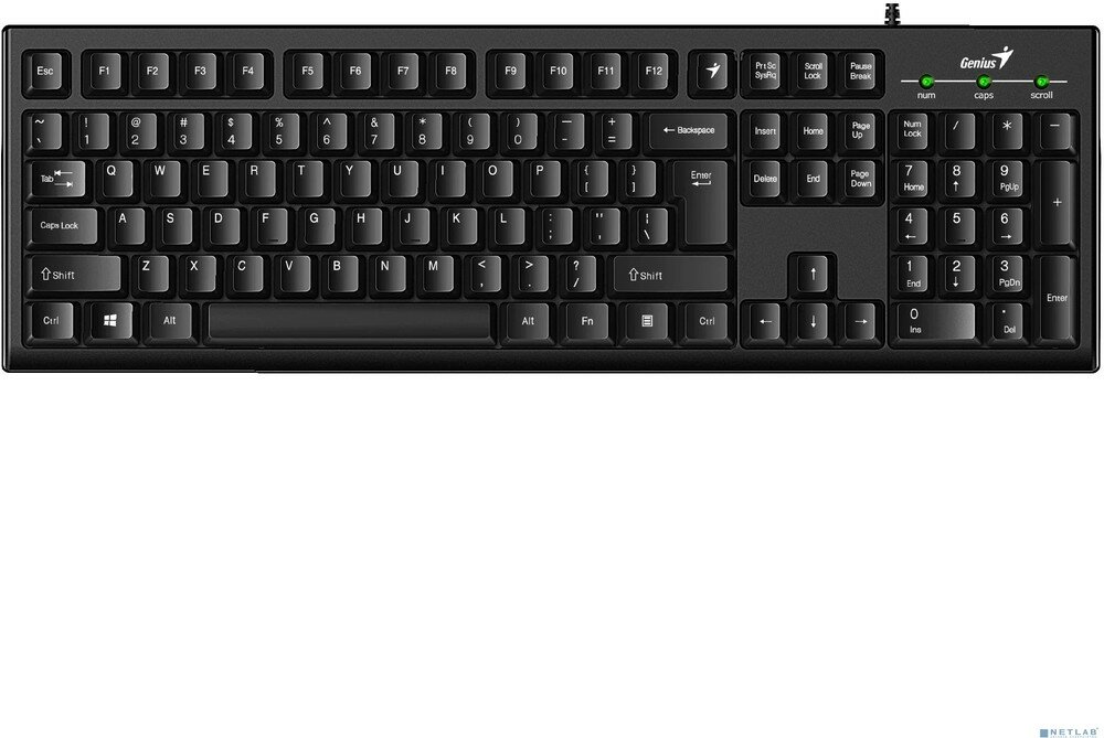 Клавиатура Genius Smart KB-100 Black {классическая раскладная, Genius Key support, влагоустойчивая, клавиш 105, провод 1,5 м, USB} [31300005