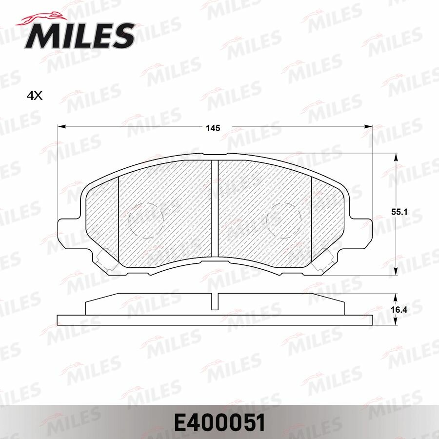 Колодки тормозные MITSUBISHI ASX/LANCER/OUTLANDER/DODGE CALIBER передние E400051