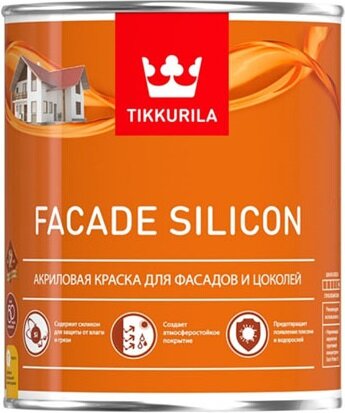 Краска Фасадная Tikkurila Facade Silicon 0.9л Силикон-Акриловая, Глубокоматовая / Тиккурила Фасад Силикон.