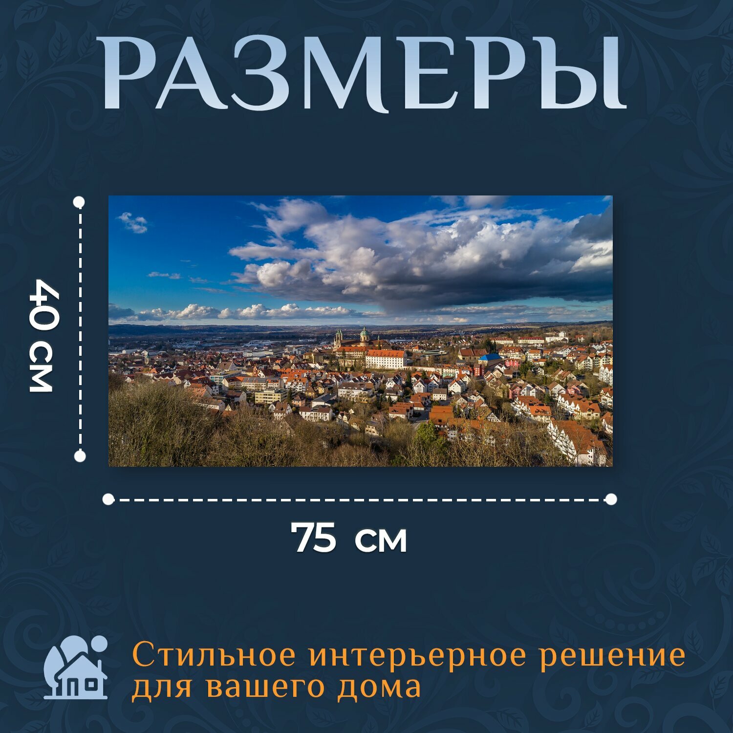 Картина на холсте "Город, панорама, городской ландшафт" на подрамнике 75х40 см. для интерьера