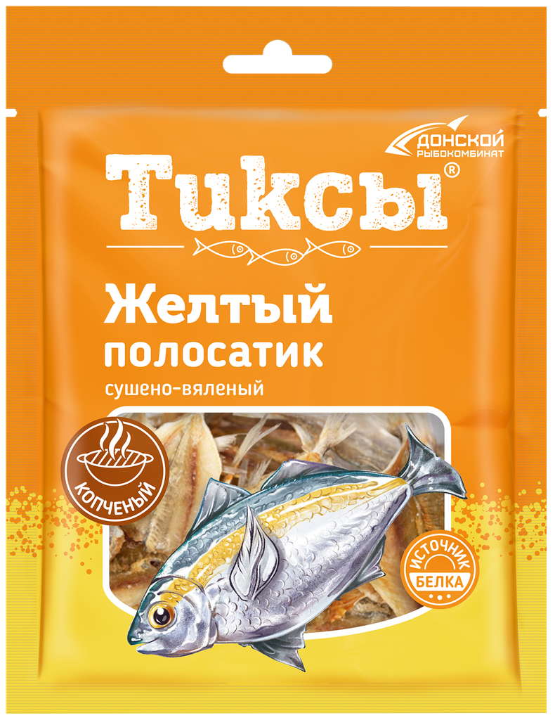 Желтый полосатик сушено-вяленый тиксы со вкусом копчения, 70г