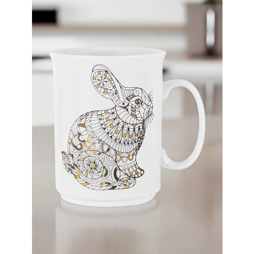 Кружки для чая 2 шт Home & Style Задумчивый кролик, фарфоровые, 415 мл