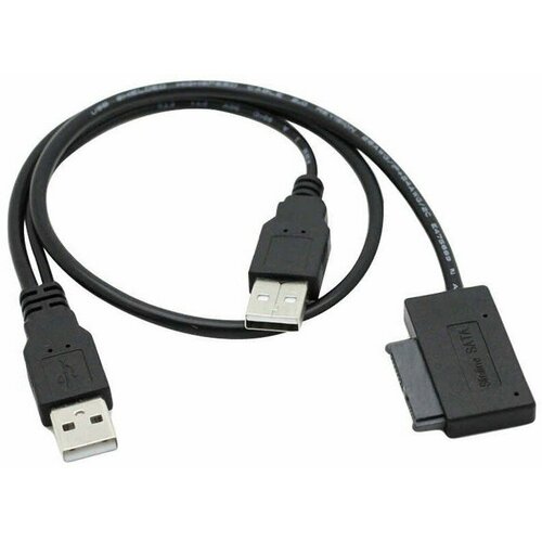 переходник usb sata orient uhd 300sl ORIENT UHD-300SL, адаптер USB 2.0 to Slimline SATA, для оптических приводов ноутбука, двойной USB кабель (30831)