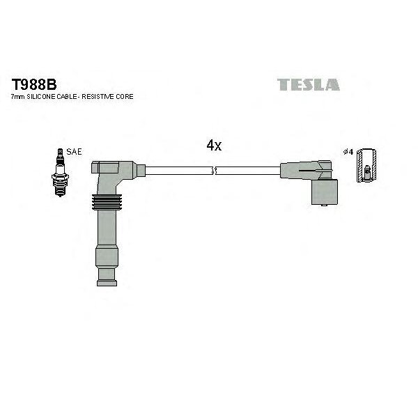 Комплект проводов зажигания, TESLA T988B (1 шт.)