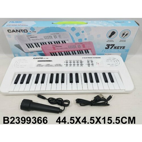 Синтезатор детский CANTO 37 клавиш с микрофоном работает от сети и батареек 1276₽