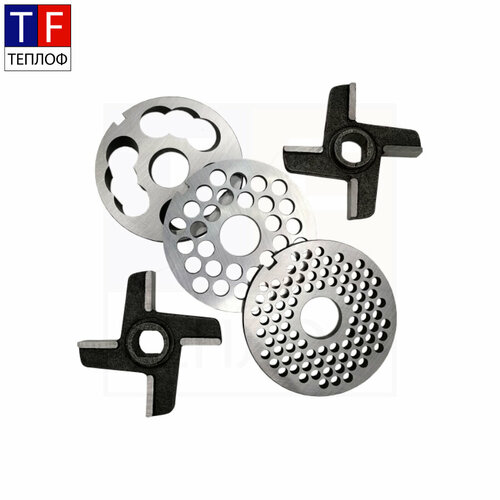 Комплект ножей и решеток МИМ-300 с буртом для промышленной мясорубки