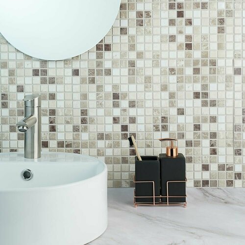 Набор для ванной комнаты всёгазин Неро 3 предмета дозатор стакан подставка керамика металл 774₽