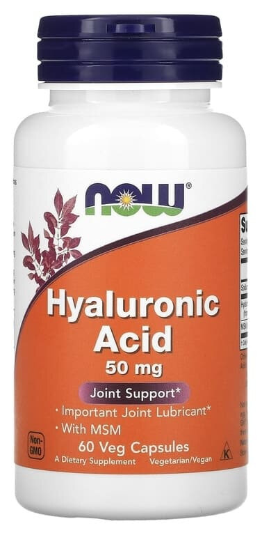 NOW Foods Hyaluronic Acid 50 мг with MSM 60 капсул
