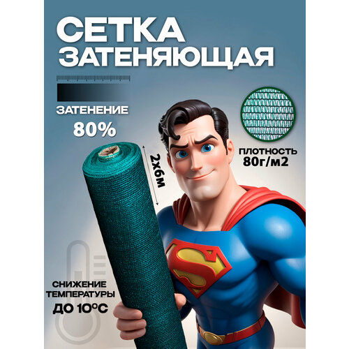 Сетка фасадная зеленая затеняющая для строительных лесов 80 г/м2, 2 х 6 м, в отрезке зеленый
