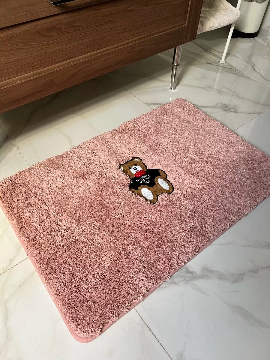 Коврик Natali's Carpets для ванной и туалета на пол 50х80 см розовый