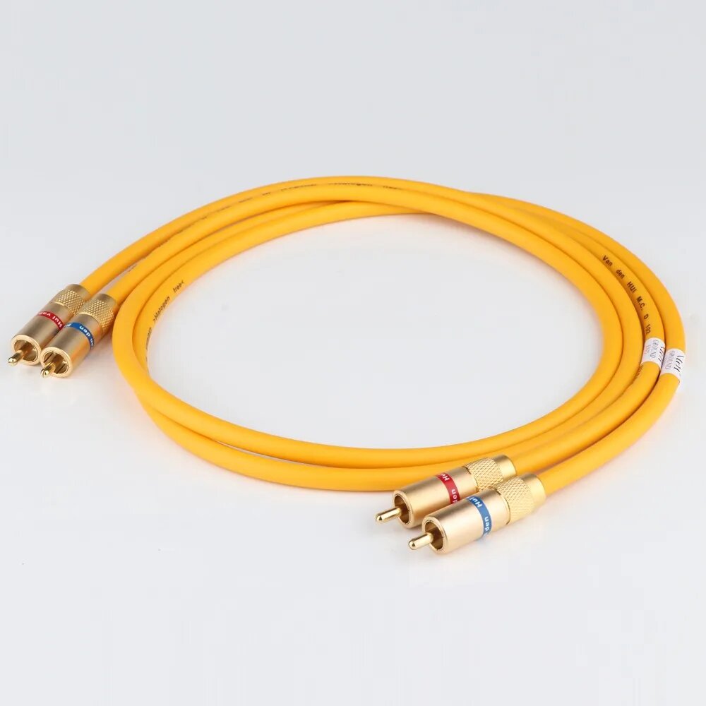 Пара аудиокабелей Hifi Van Den Hul M.C D-102 MK III HYBRID (Halogen F) с позолоченным разъемом RCA, удлинительным кабелем RCA к RCA VDH, Finished RCA cable, 1 м — фото 1