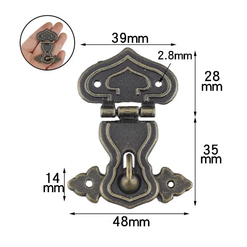 1 шт крючок с засовом металл античная бронза 63x47 мм декоративная деревянная коробка чехол нагрудный замок винтажная железная фурнитура