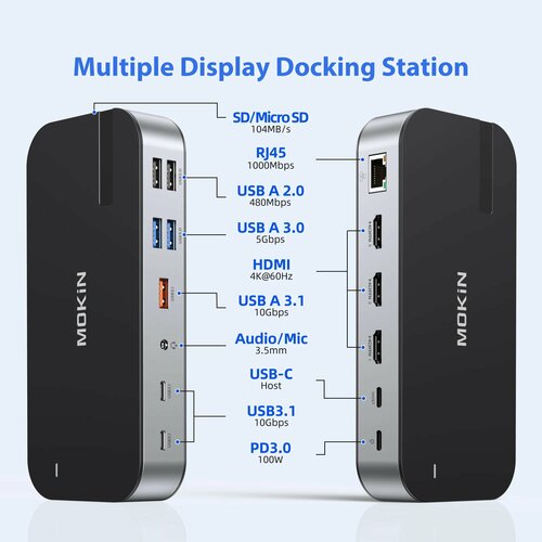 MOKiN 15 в 1 Док-станция USB C 3HDMI 5314₽