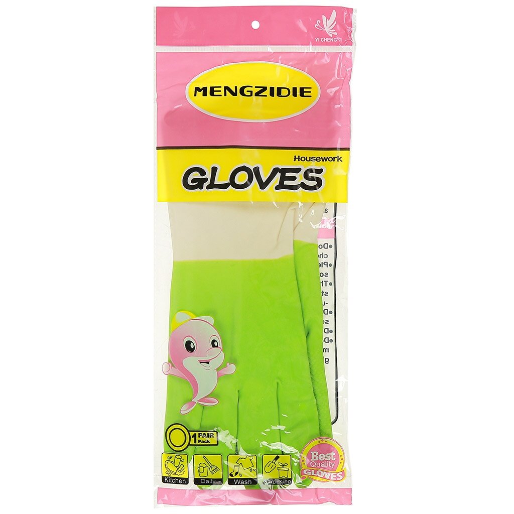 Перчатки хозяйственные Домашняя Мода латексные  размер M  Дуэт  с хлопчатобумажным напылением  85 г  цвет бело зеленый