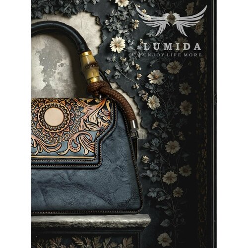фото Сумка кросс-боди lumida, фактура матовая, гладкая, рельефная, тиснение, черный
