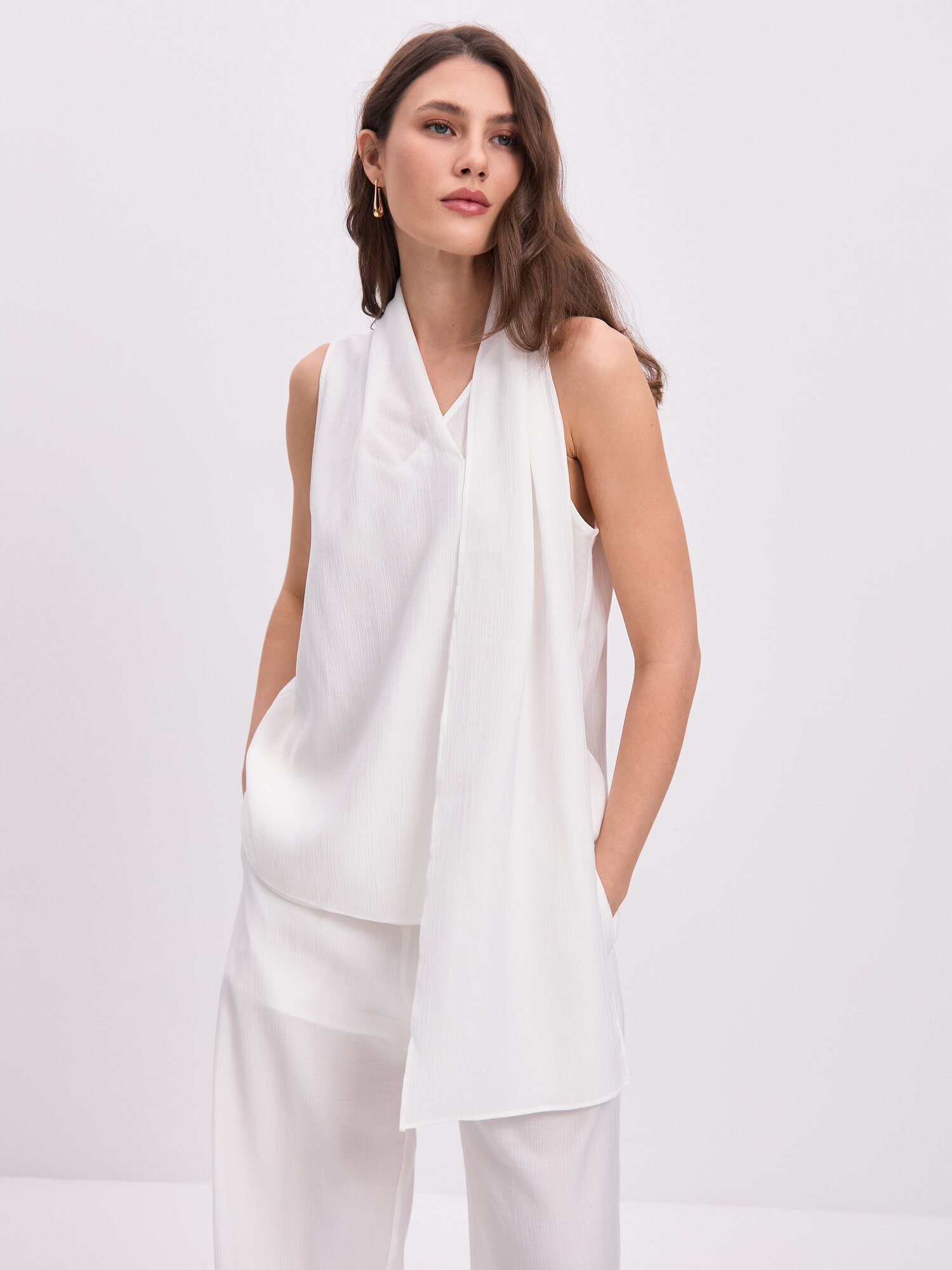 Блуза TO BE ONE Весна-лето 2025, размер 42, белый