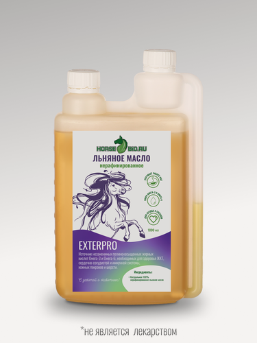Изображение товара Льняное масло для ЖКТ Horse-Bio ExterPro для лошадей, 1000 мл