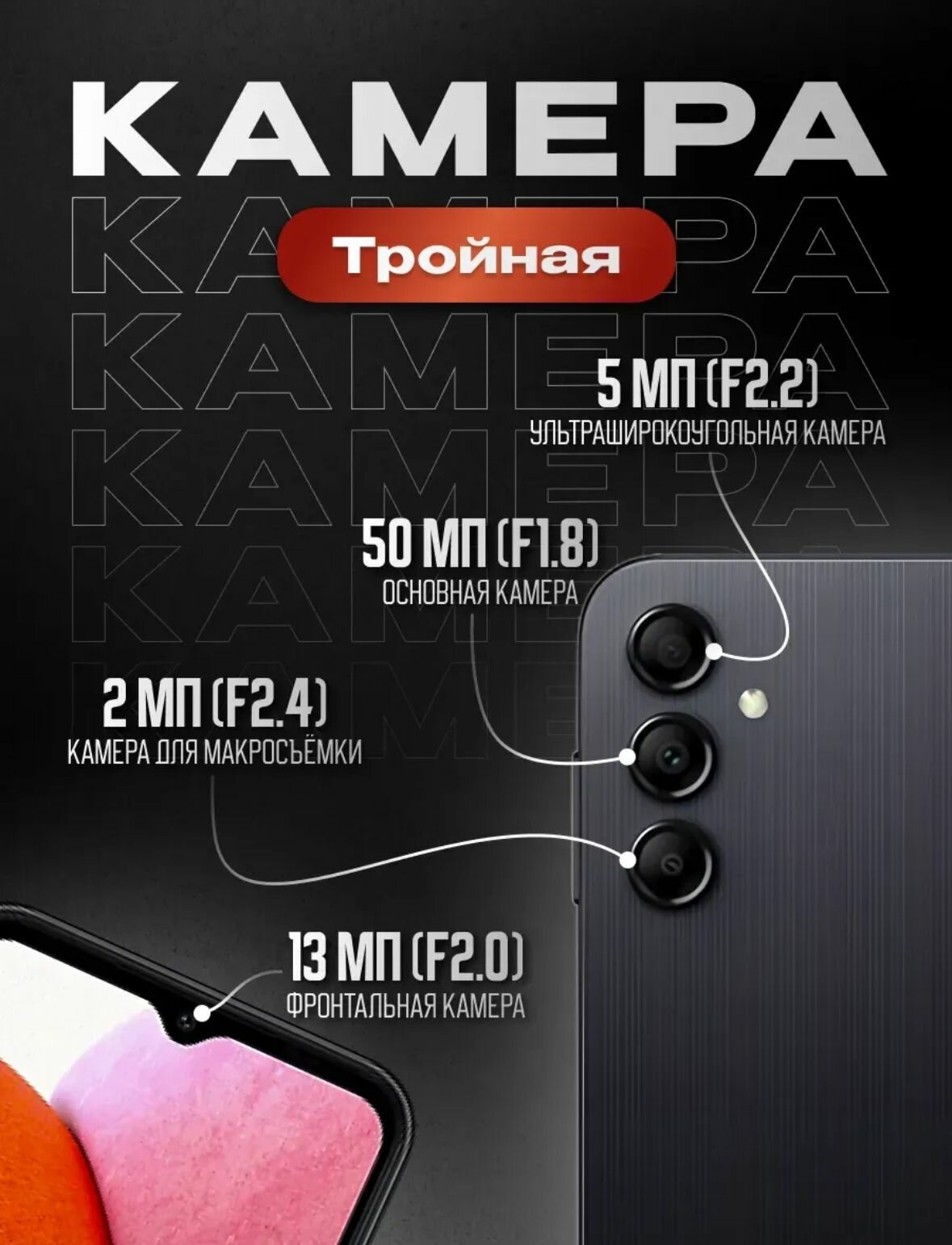 Смартфон Samsung Galaxy A14 6/128 ГБ, Dual 2nano SIM, Black черный 5000мАч+ AirPods