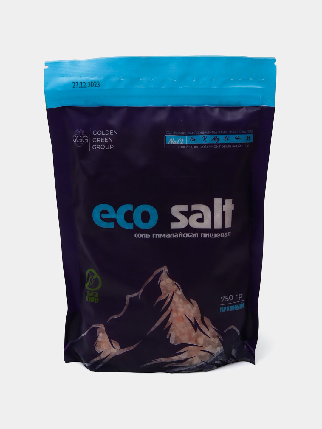 Гималайская розовая соль EcoSalt, крупного помола, 84 минерала, натуральная экосоль, 750 гр