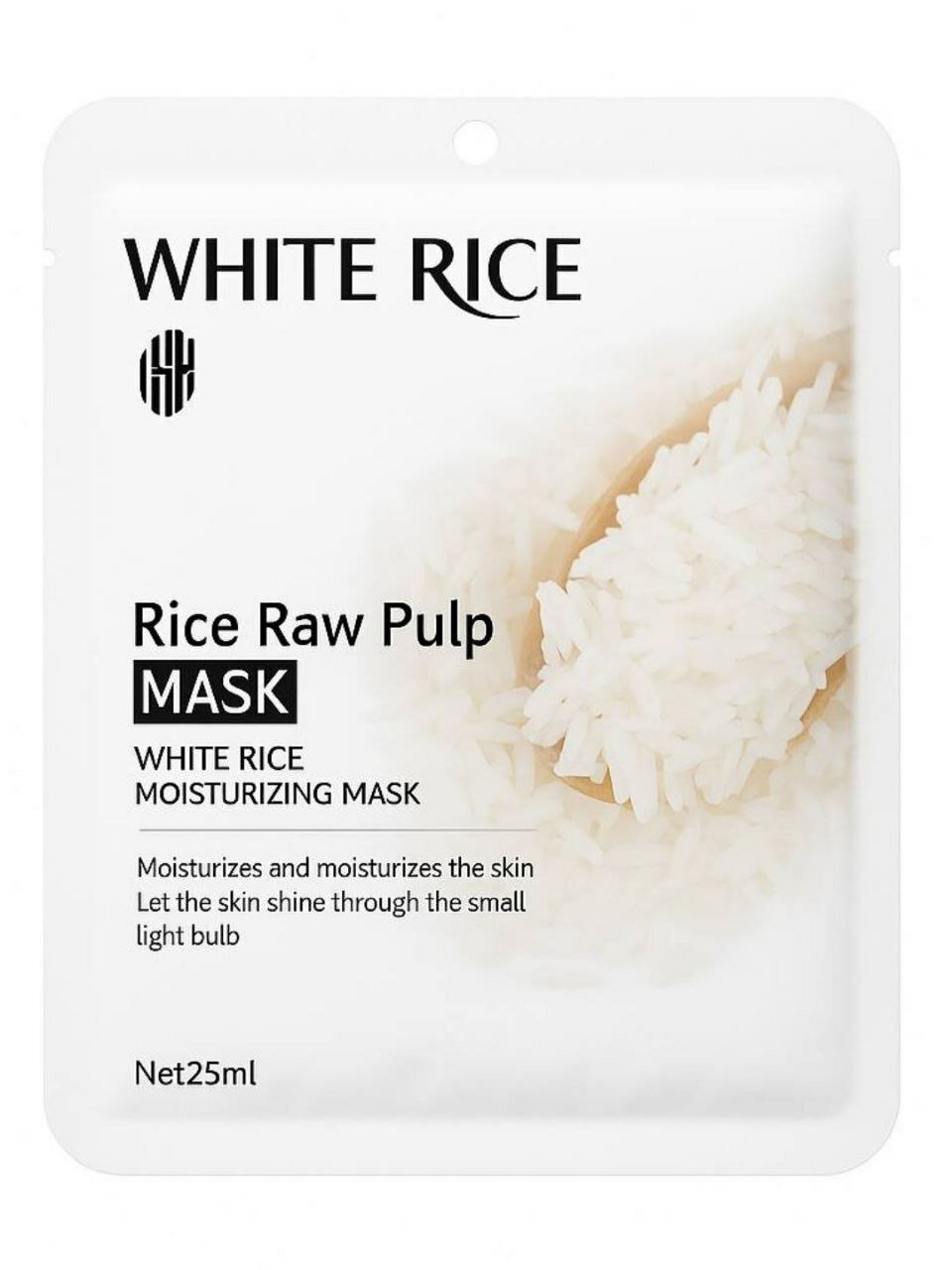 Маска для лица "White Rice Rice", увлажняющая, тканевая, 25мл — фото 1