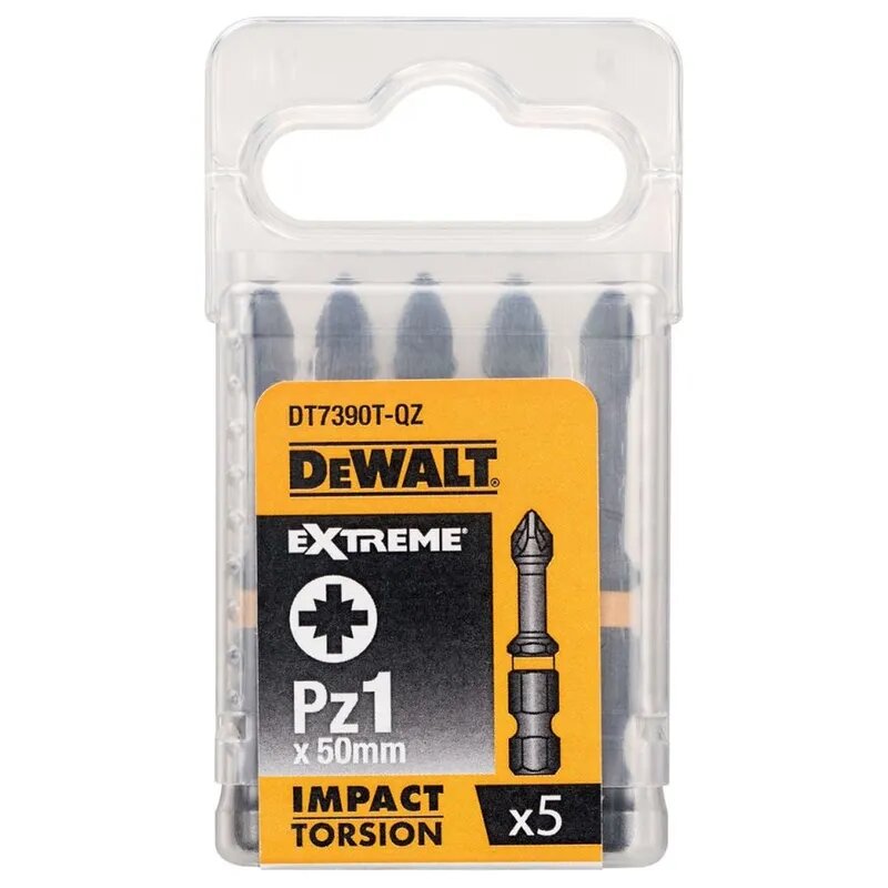 Биты ударные DEWALT "EXTREME" IMPACT TORSION PZ1 57мм 5шт. DT7390T-QZ