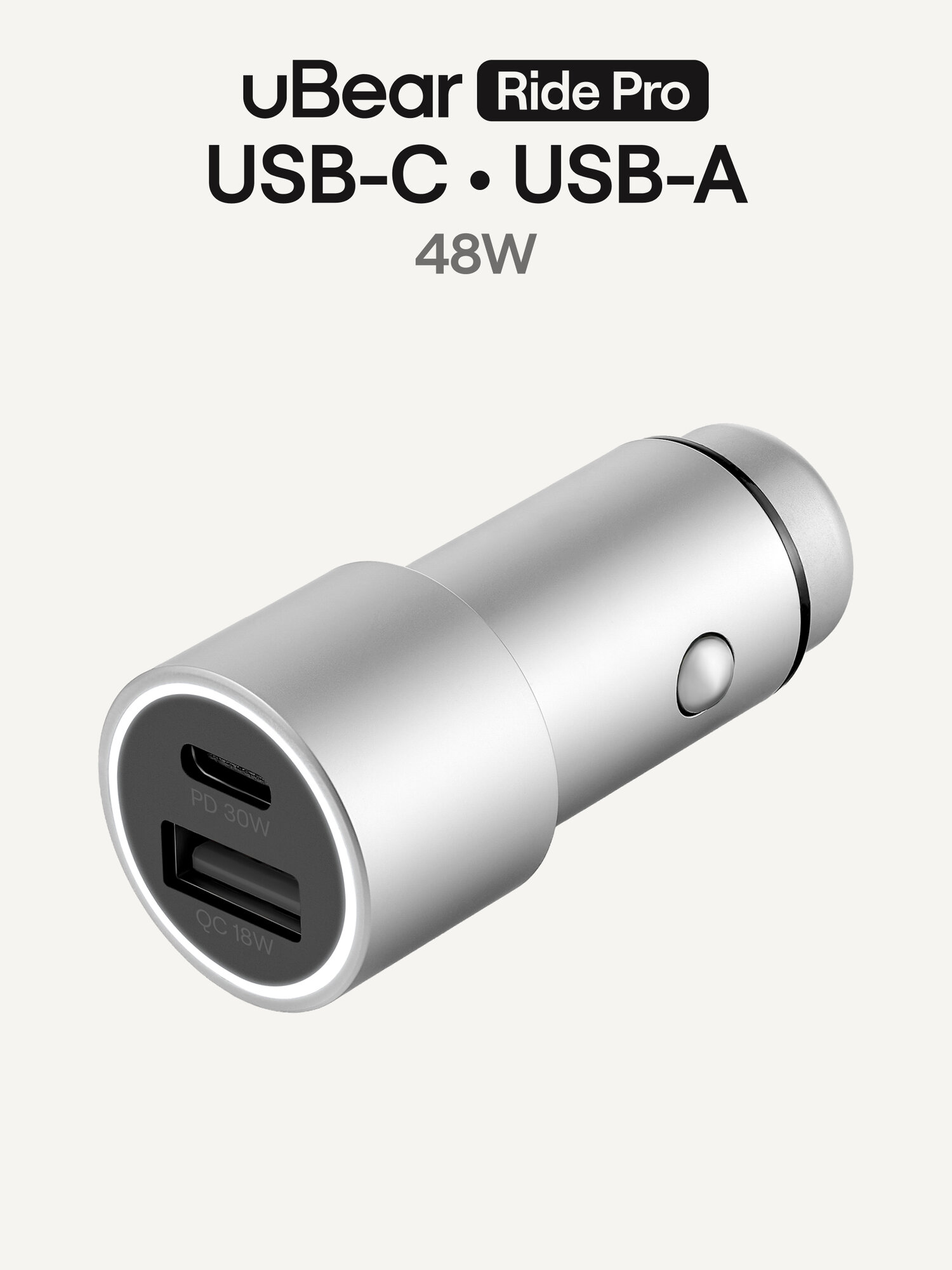 Автомобильное зарядное устройство uBear Car Charger Ride Pro 48W (USB-C, USB-A)