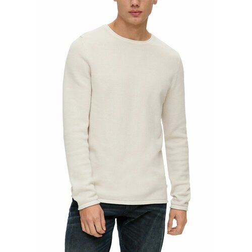 Пуловер Q/S by s.Oliver, размер M, белый пуловер с круглым вырезом из плетеного трикотажа s черный