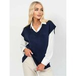 Женский трикотажный однотонный жилет синий Only you XL - изображение