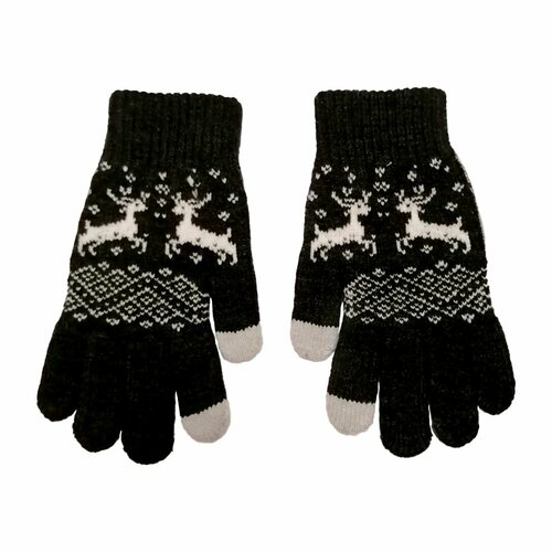 фото Перчатки , демисезон/зима, размер универсальный, черный, белый croco gifts