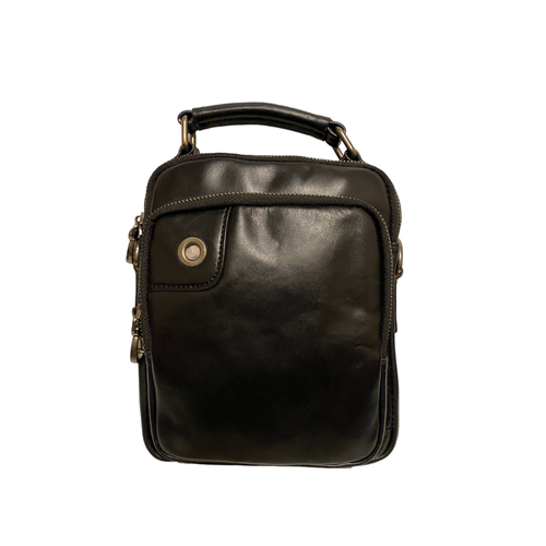 фото Сумка барсетка oscar franz классическая, натуральная кожа, внутренний карман, регулируемый ремень, черный