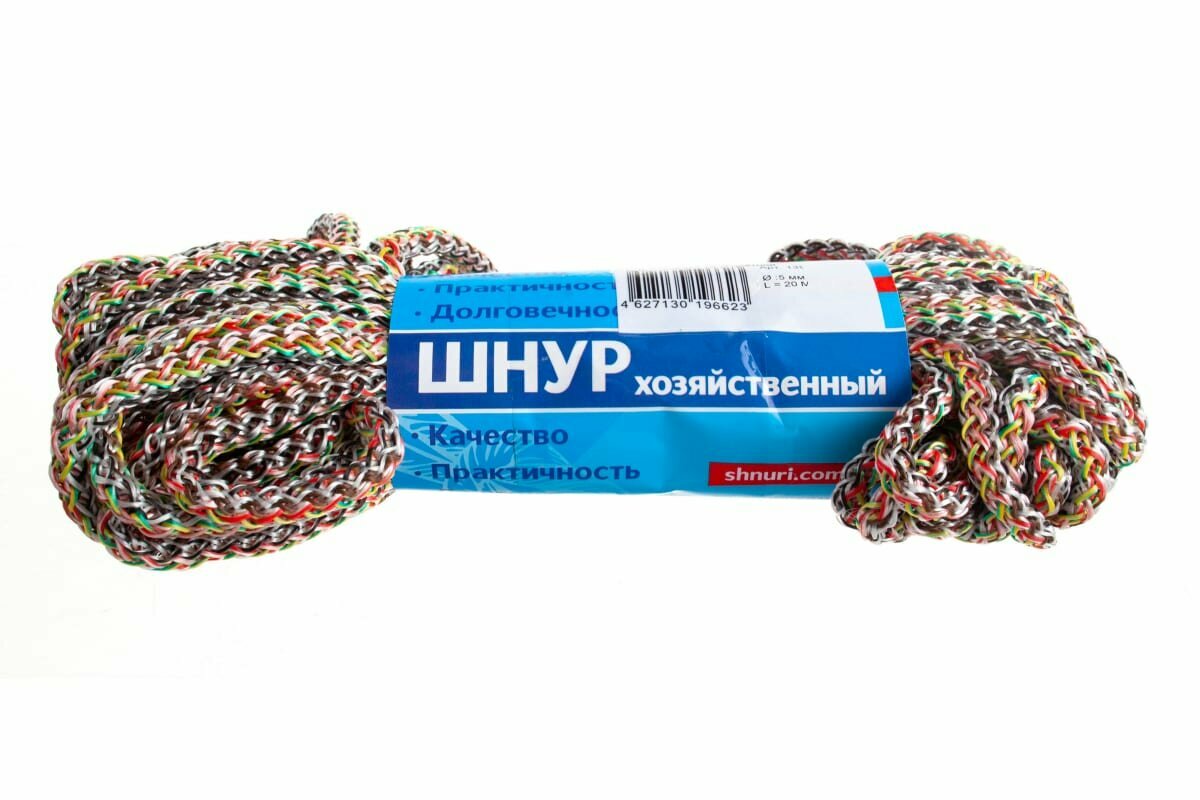 шнур вязанно-плетенный пп 5мм хозяйств., цветной, 20м Tech-Krep - фото №3