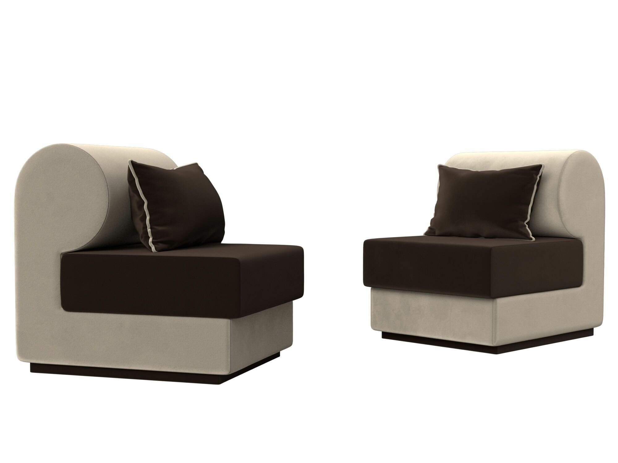 Набор Кипр-1 (2 кресла), Микровельвет коричневый и бежевый