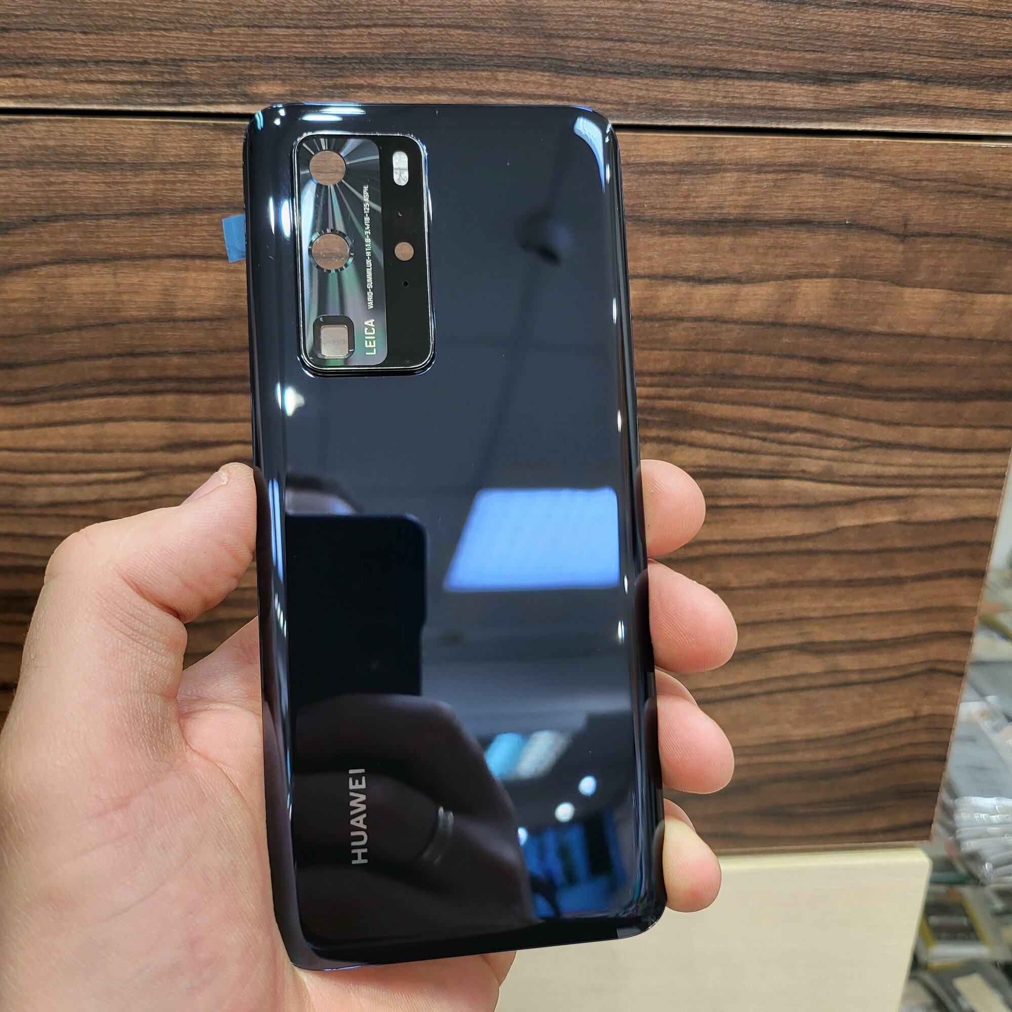 Крышка для Huawei P40 Pro - задняя стеклянная панель премиум качество (чёрного цвета)