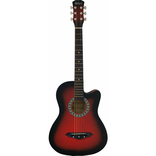 гитара акустическая 38 belucci bc3810 оранжевая глянец Акустическая гитара Belucci BC3810 RDS, красный глянец,38дюймов