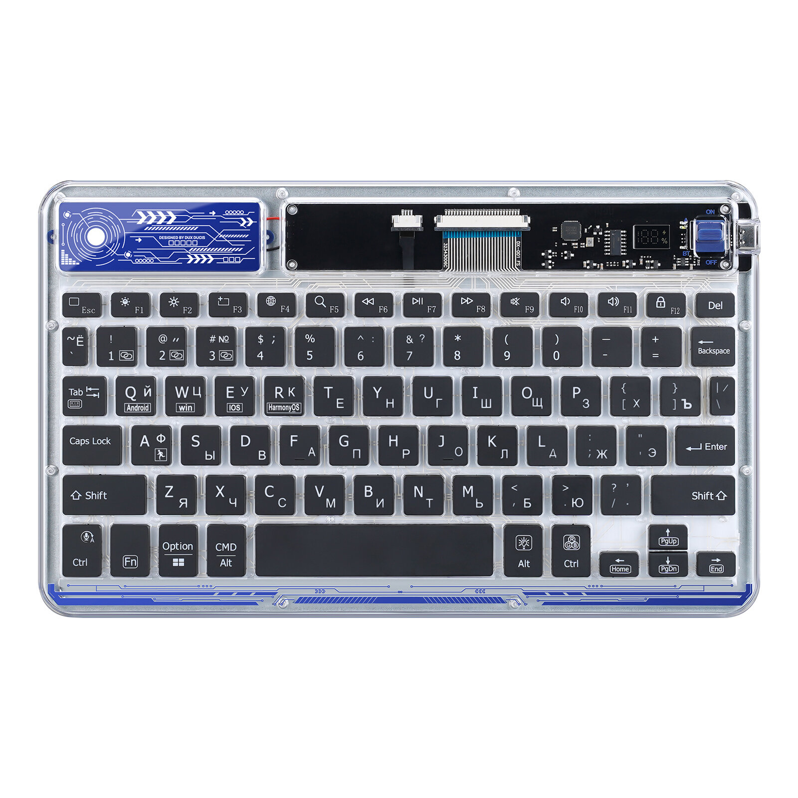 Универсальная русская Bluetooth клавиатура Dux Ducis CK series для планшетов смартфонов компьютеров прозрачная