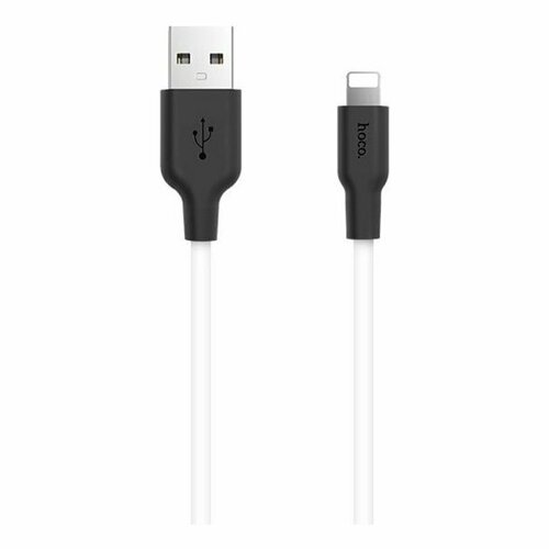 Дата-кабель Hoco X21 Plus USB-Lightning (высокопрочный / силикон) 1 м, черный с белым дата кабель hoco x73 usb lightning 2 4 a 1 м белый