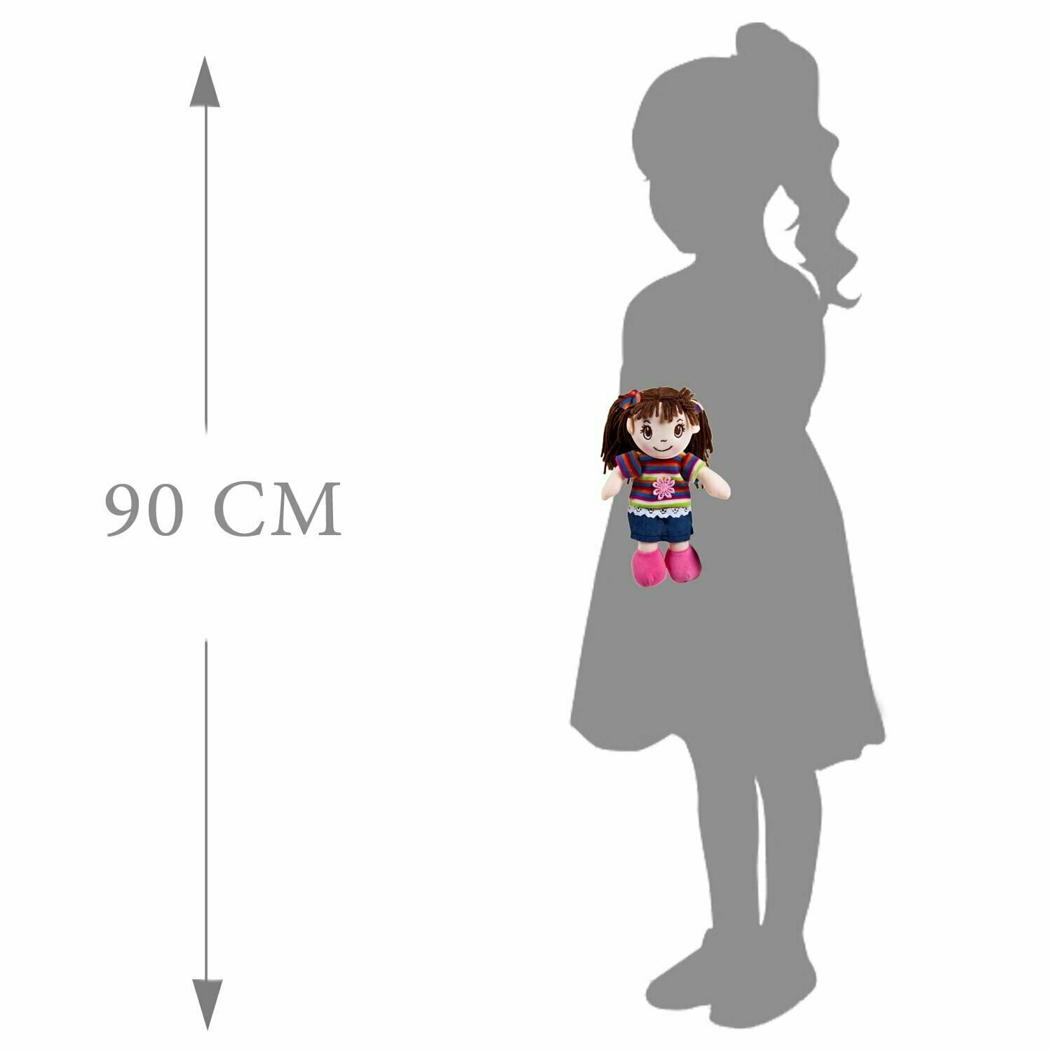 Кукла ABtoys Мягкое сердце, мягконабивная, платье в полоску, 20 см M6039