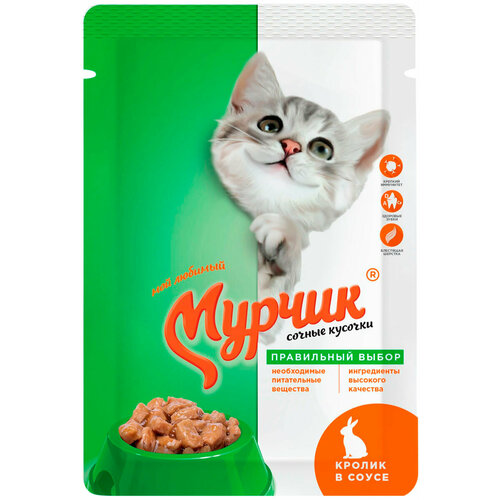 Мурчик для взрослых кошек с кроликом в соусе (75 гр х 35 шт)